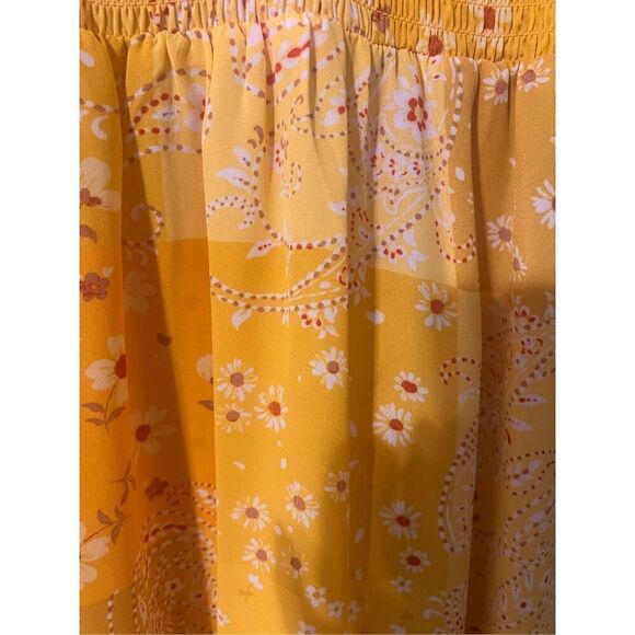 Nanette Lepore 4 High Neck Blouson Swing Dress Yellow Patchwork Paisley Floral - Picture 10 of 16